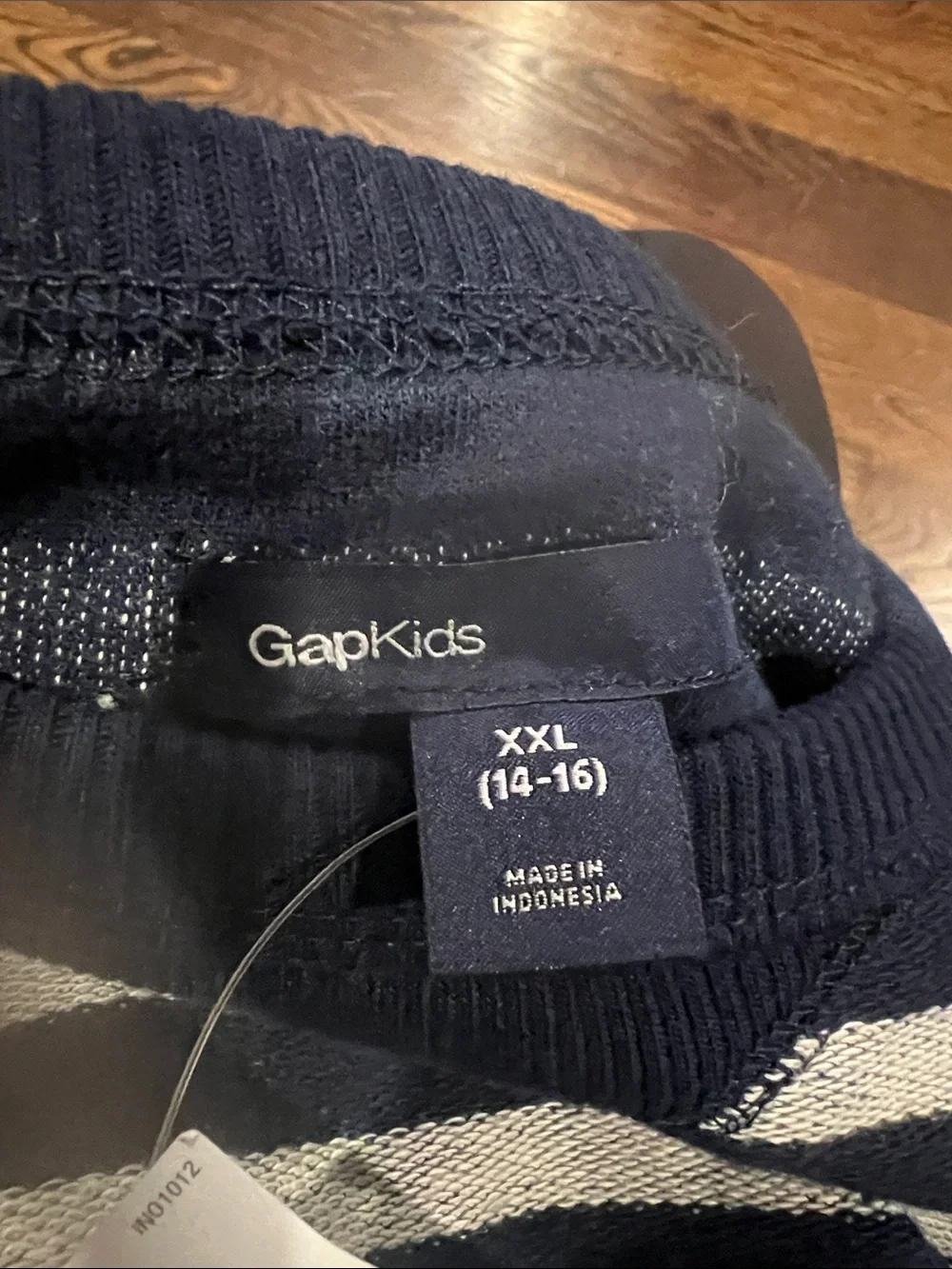 GAP kids Navy and White Striped Crewneck Sweater